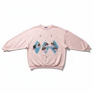 Vintage 80s Ski Bear Sweatshirt | Pastel Pink Snow Ski Graphic Crewneck
